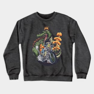 Old biker dinosaur Crewneck Sweatshirt